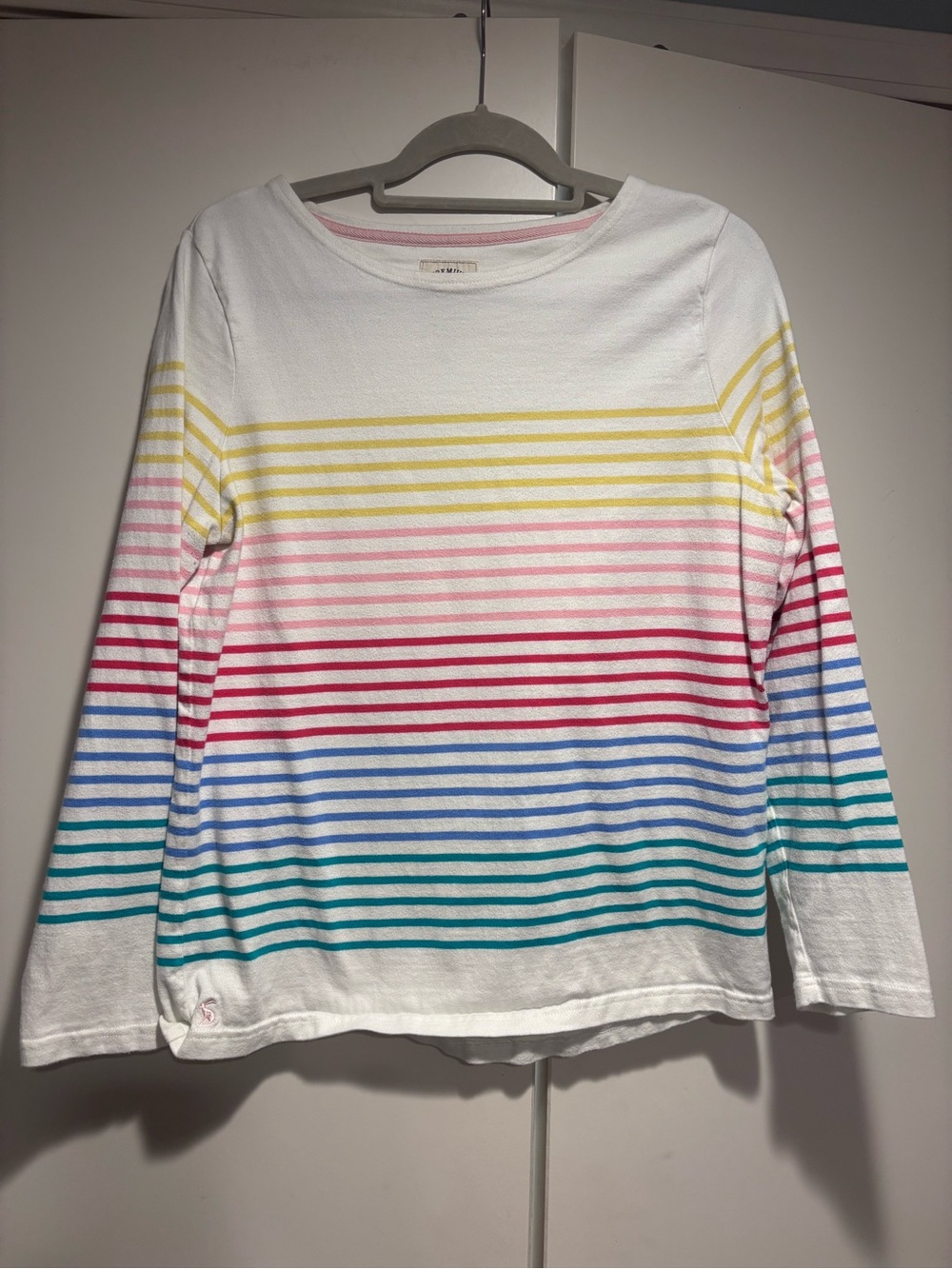 Joules White Long-Sleeve Striped Tee
